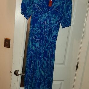 Goa bright blue dress, size small, great cut, new, never worn